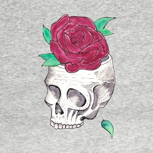 Skull with Flower by marissafv